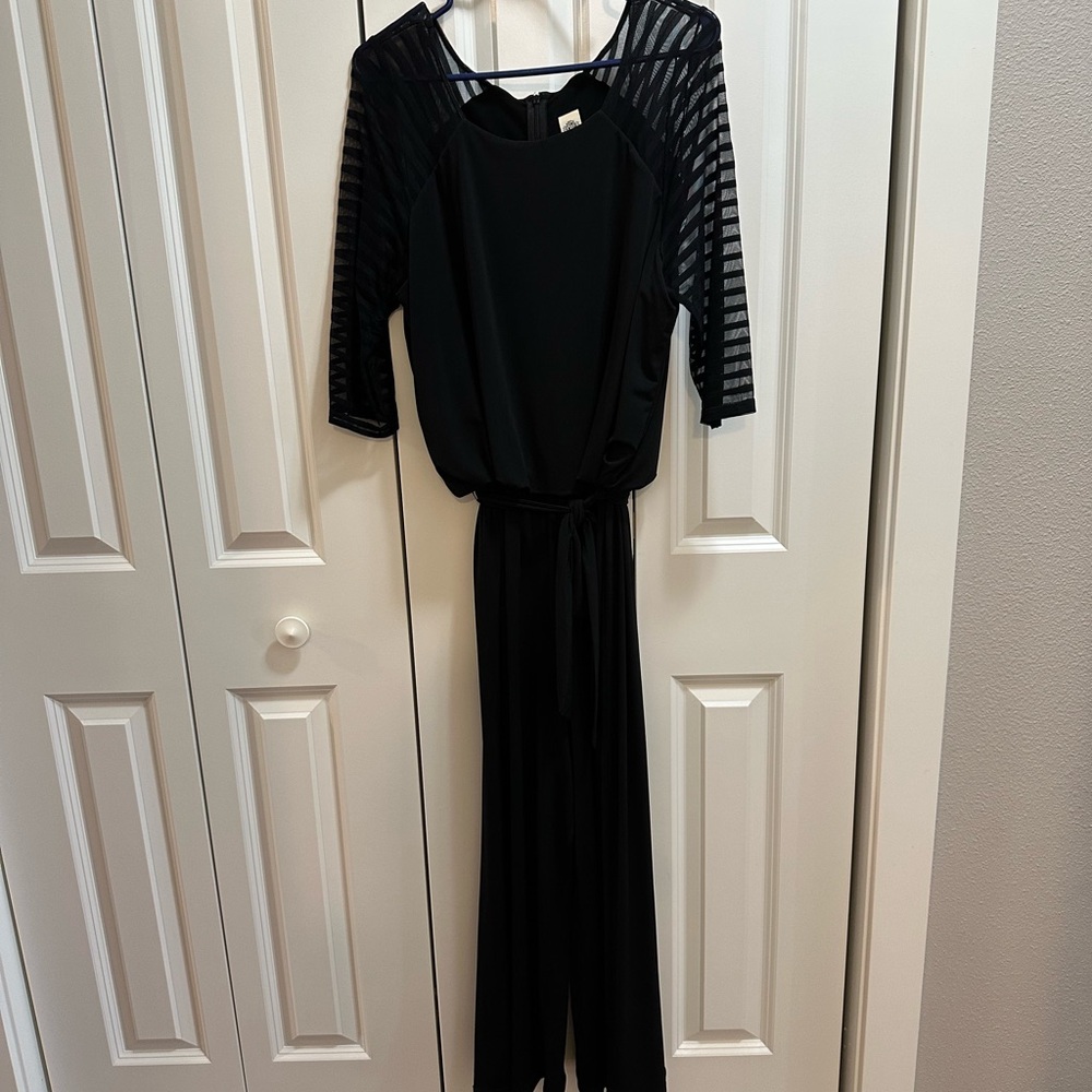 Elegant Black jumpsuit with Sheer Sleeves